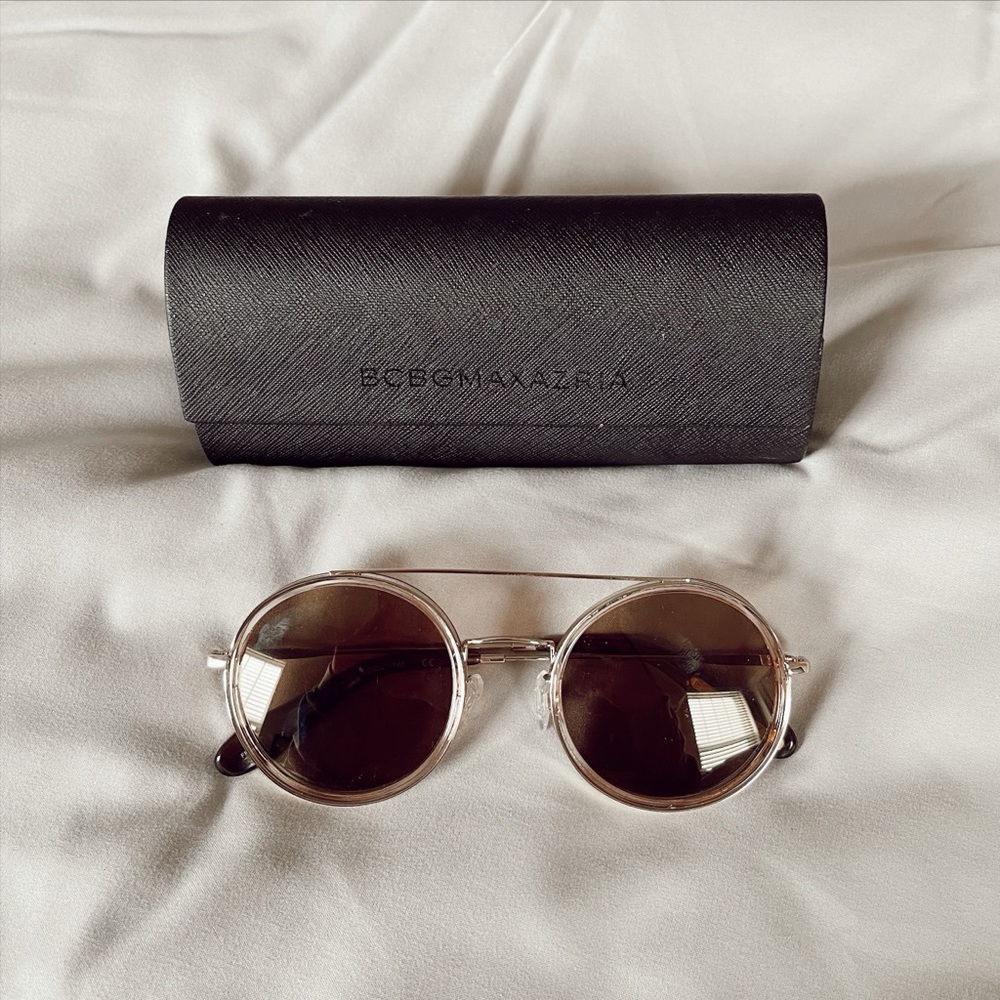 BCBGMAXAZRIA Gold Round Sunglasses